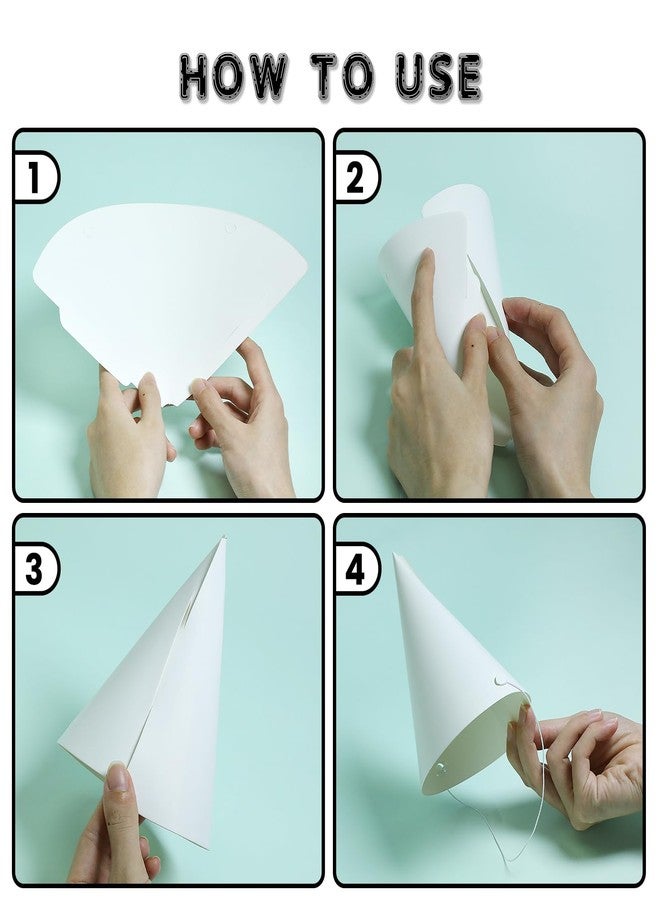 Gallipower 20Pcs White Party Hats,Birthday Party Hats Crafts With Elastic Cord,Paper Hat DIY For Adult Painting Halloween Supplies Costume Headdress - Image 3
