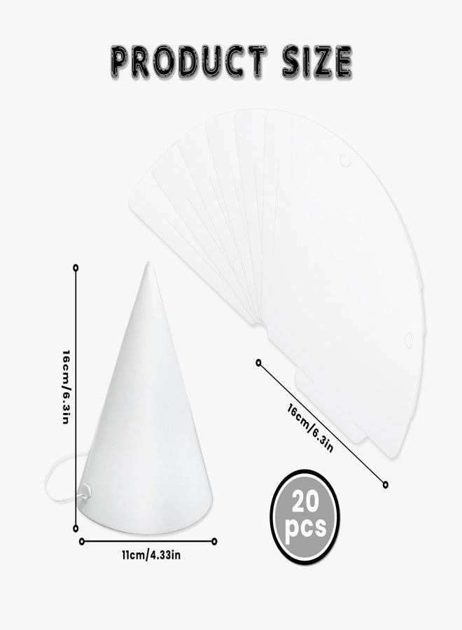 Gallipower 20Pcs White Party Hats,Birthday Party Hats Crafts With Elastic Cord,Paper Hat DIY For Adult Painting Halloween Supplies Costume Headdress - Image 2