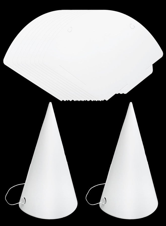 Gallipower 20Pcs White Party Hats,Birthday Party Hats Crafts With Elastic Cord,Paper Hat DIY For Adult Painting Halloween Supplies Costume Headdress - Image 1
