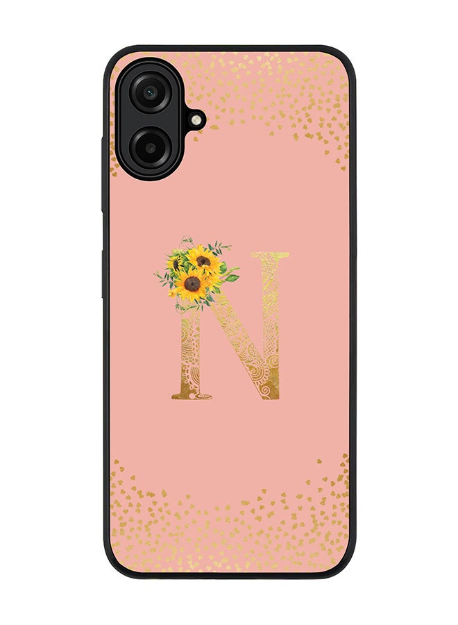 Stylizedd For Samsung Galaxy A07 4G Case,Slim fit Camera Protection, Shockproof Thin Phone cover  - Custom Floral Monogram - N  (Rose Pink )