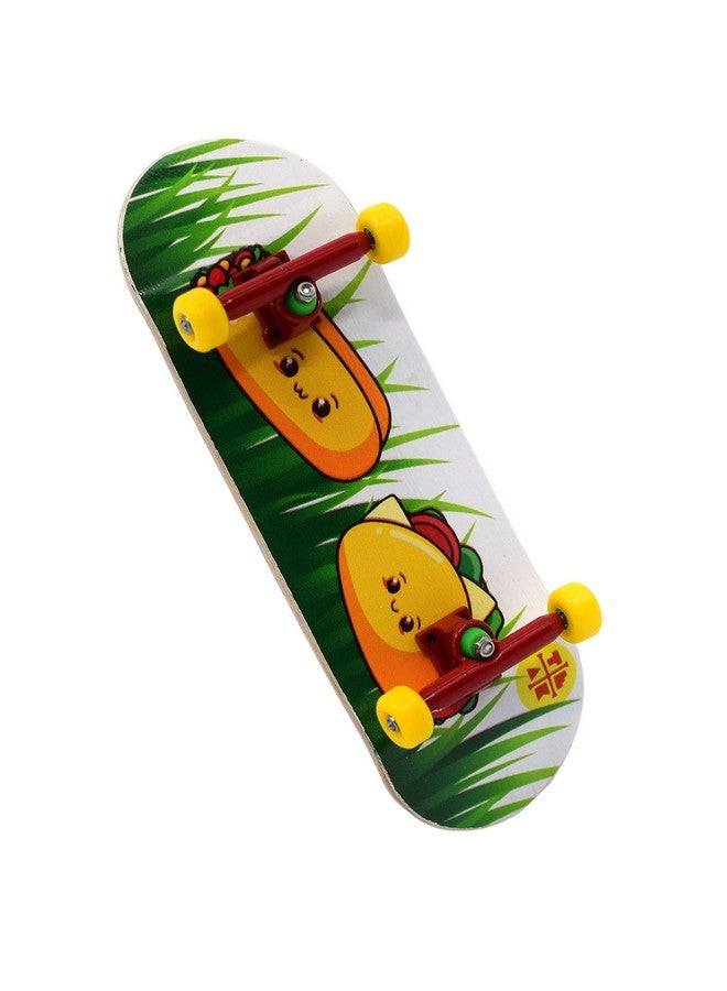 Teak Tuning Complete Fingerboard Happy Tacos Edition Premium Heat Transfer Graphic Pro Shape & Size Bearing Wheels Pro Trucks 61A Pro Duro Bushings 32Mm X 97Mm Deck Teak Tuning - Image 2