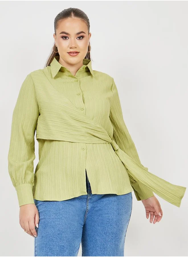 ستايلي Wrap Style Button Down Shirt