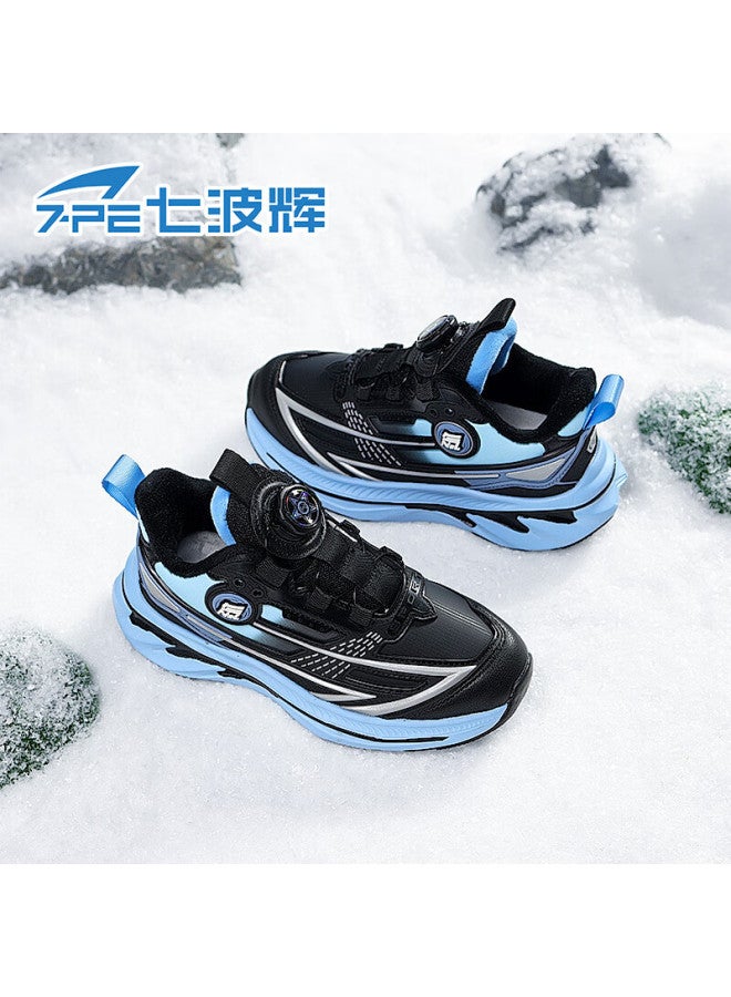 7-pe Boys' Shoes Winter New Youth Fleece-lined Running Shoes Waterproof Leather Kids' Sports Shoes For Older Children