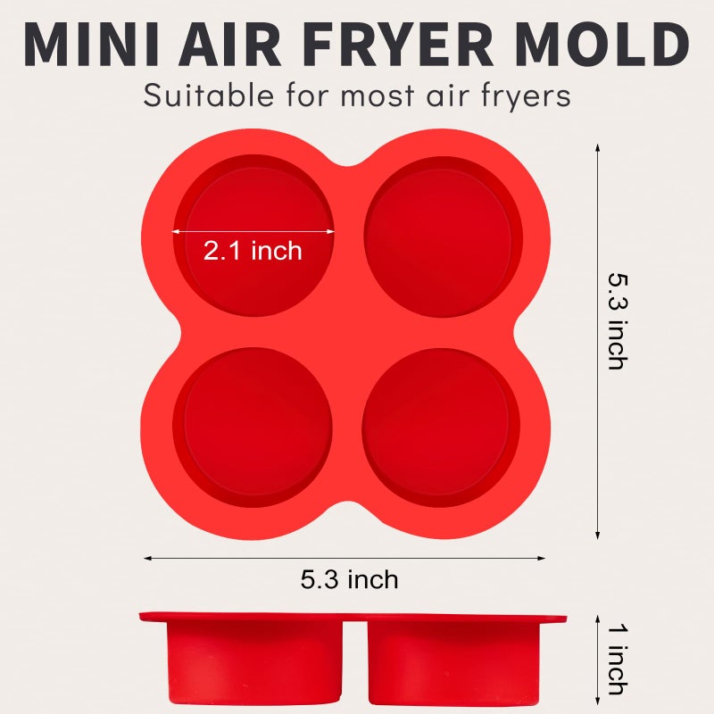 Puyeipt 2 Pack Air Fryer Egg Bite Molds, 4-Cup Mini Round Muffin Pans Silicone Baking Molds for for Oven, Air Fryer and Pot - Image 2
