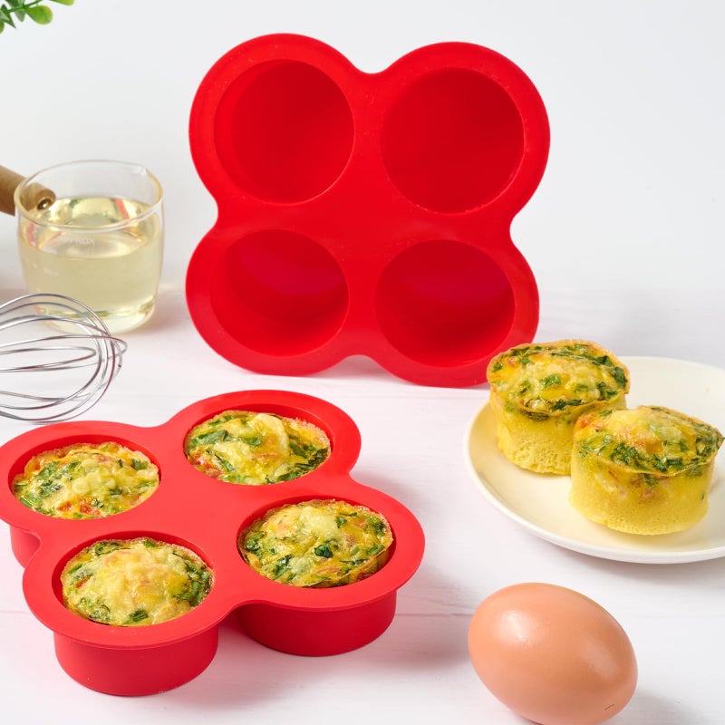 Puyeipt 2 Pack Air Fryer Egg Bite Molds, 4-Cup Mini Round Muffin Pans Silicone Baking Molds for for Oven, Air Fryer and Pot - Image 5