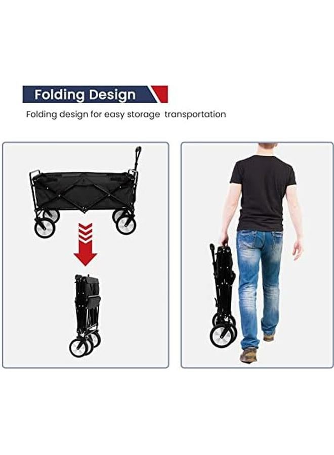 SKY-TOUCH Garden Cart Folding Trolley Cart Outdoor Wagon Collapsible With Removable Fabric Festival Garden Camping Picnic Cart Supports Max 100Kg Portable Transport Trailer Black Black - Image 3