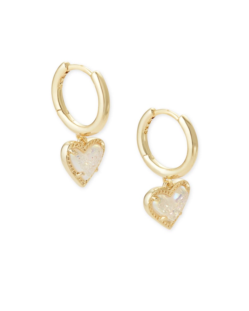 Kendra Scott أقراط كندرا سكوت آري هارت هاجي باللون الذهبي مع دروزي قزحي الألوان - Image 1