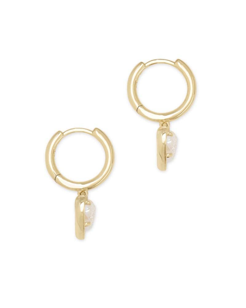 Kendra Scott أقراط كندرا سكوت آري هارت هاجي باللون الذهبي مع دروزي قزحي الألوان - Image 2