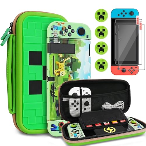 TIKOdirect Carrying Case Accessories for Switch,Portable Travel Case with Soft Protective Cover, Screen Protectors and Thumb Grip caps, Green - Image 1