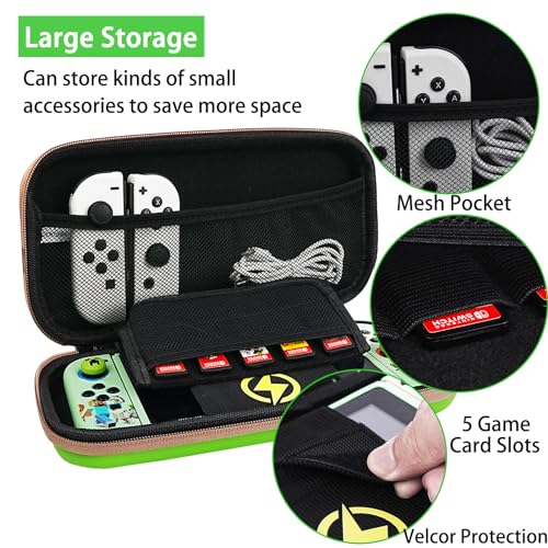 TIKOdirect Carrying Case Accessories for Switch,Portable Travel Case with Soft Protective Cover, Screen Protectors and Thumb Grip caps, Green - Image 2