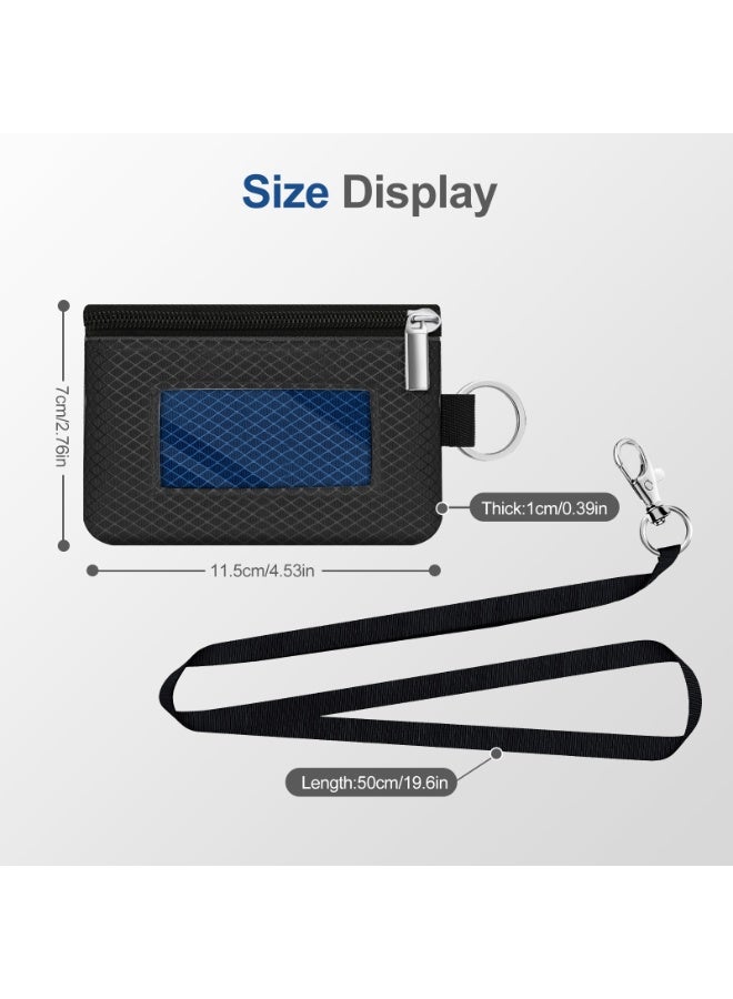 Minimalist RFID Blocking Small Wallet with ID Window,WaterResistant Zip Id Case Wallet with Lanyard Keychain for Cards,Cash,Travel,Women,Men - Image 5