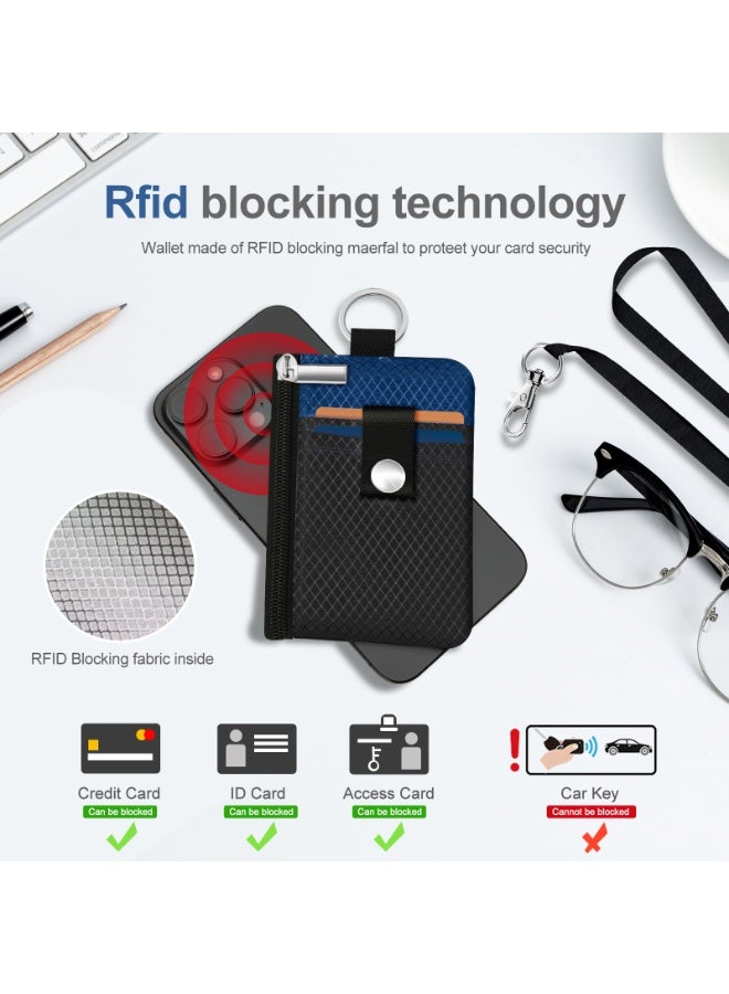 Minimalist RFID Blocking Small Wallet with ID Window,WaterResistant Zip Id Case Wallet with Lanyard Keychain for Cards,Cash,Travel,Women,Men - Image 4