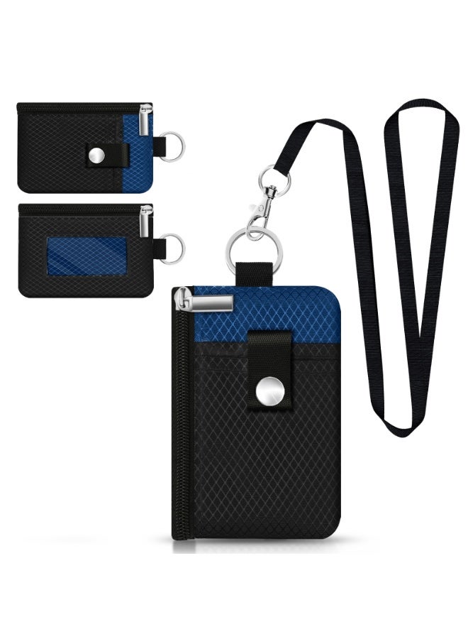 Minimalist RFID Blocking Small Wallet with ID Window,WaterResistant Zip Id Case Wallet with Lanyard Keychain for Cards,Cash,Travel,Women,Men - Image 1