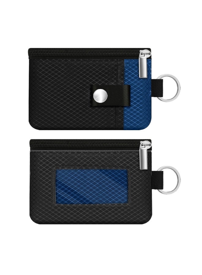 Minimalist RFID Blocking Small Wallet with ID Window,WaterResistant Zip Id Case Wallet with Lanyard Keychain for Cards,Cash,Travel,Women,Men - Image 3