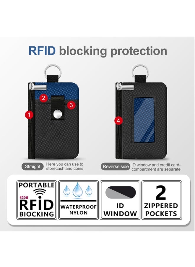 Minimalist RFID Blocking Small Wallet with ID Window,WaterResistant Zip Id Case Wallet with Lanyard Keychain for Cards,Cash,Travel,Women,Men - Image 2