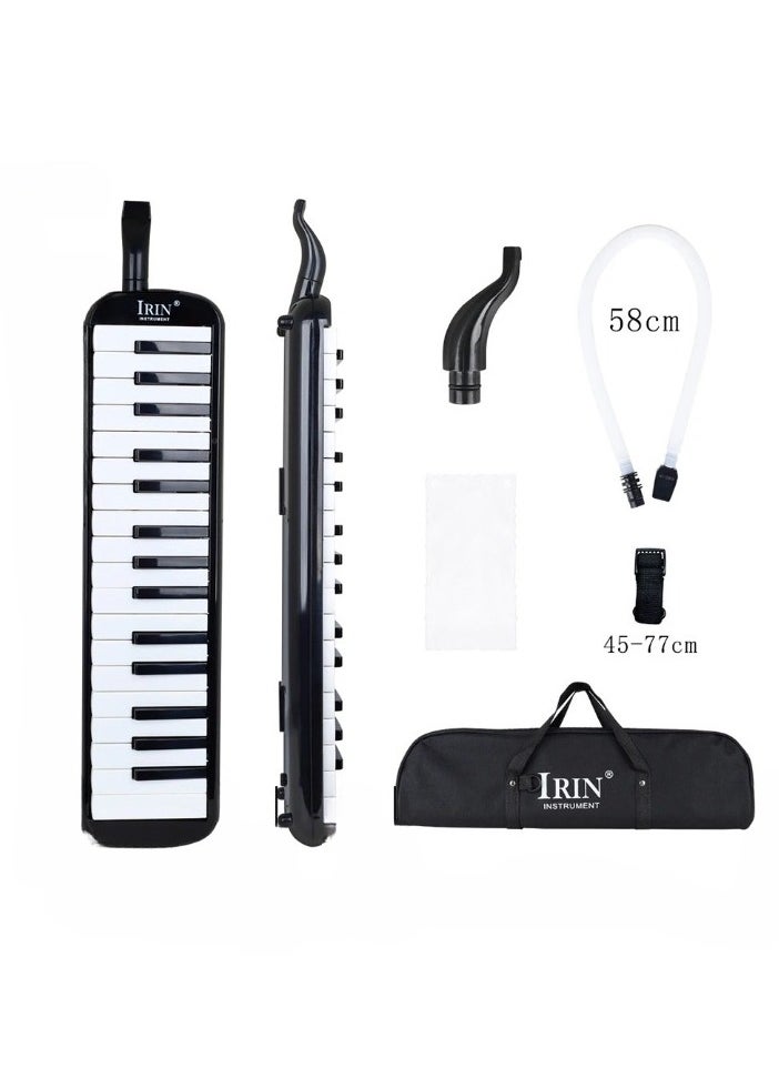 IRIN 32 Keys Piano Musical Instrument, Classroom Playing Instrument With Mouthpiece Blowpipe, Durable Harmonica Mouth Organ With Carrying  Bag, Keyboard Mouthpiece For Music Lovers Beginners, (Black)  - Image 1