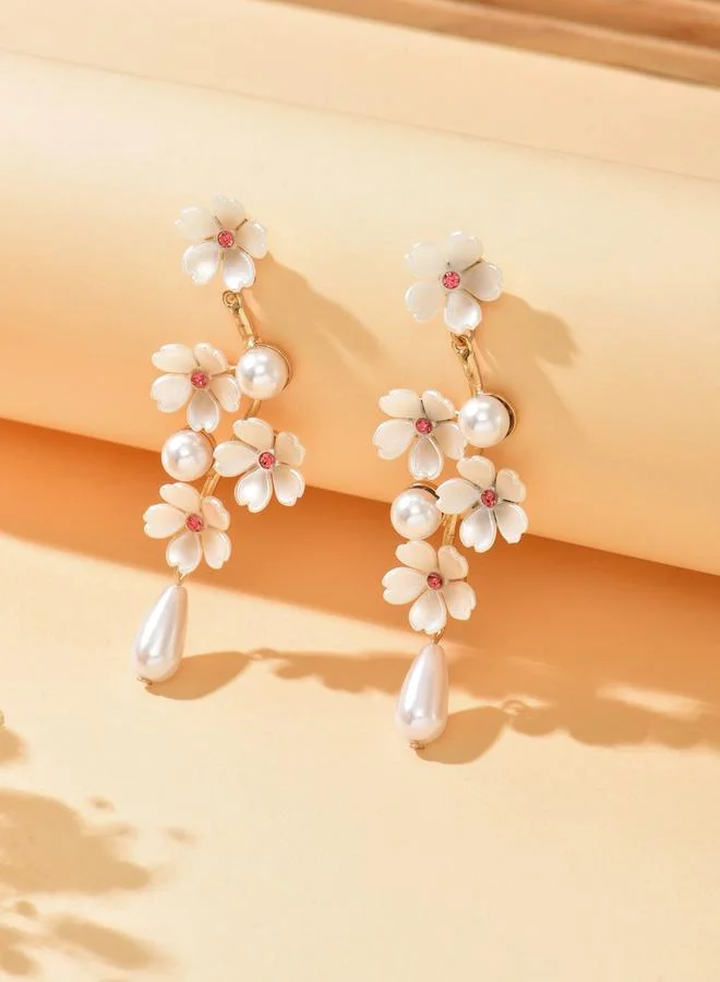 Take Two  Women Floral Faux Pearl Dangle Earrings for Women | Best Price UAE