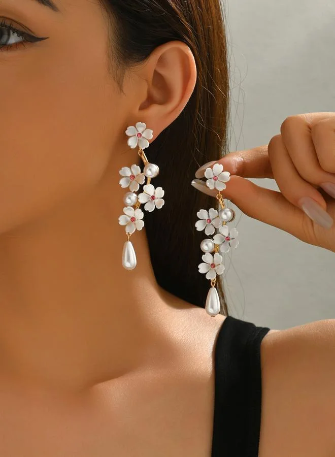 Take Two  Women Floral Faux Pearl Dangle Earrings for Women | Best Price UAE