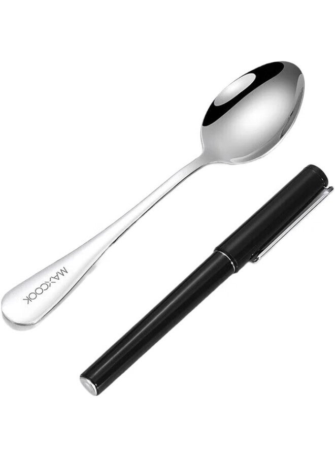 Stainless Steel Soup Ladle, Large Round-Bottom Serving Spoon, Rice Spoon, Tablespoon, Western-Style Spoon, 4-Piece Set Mcgc0491