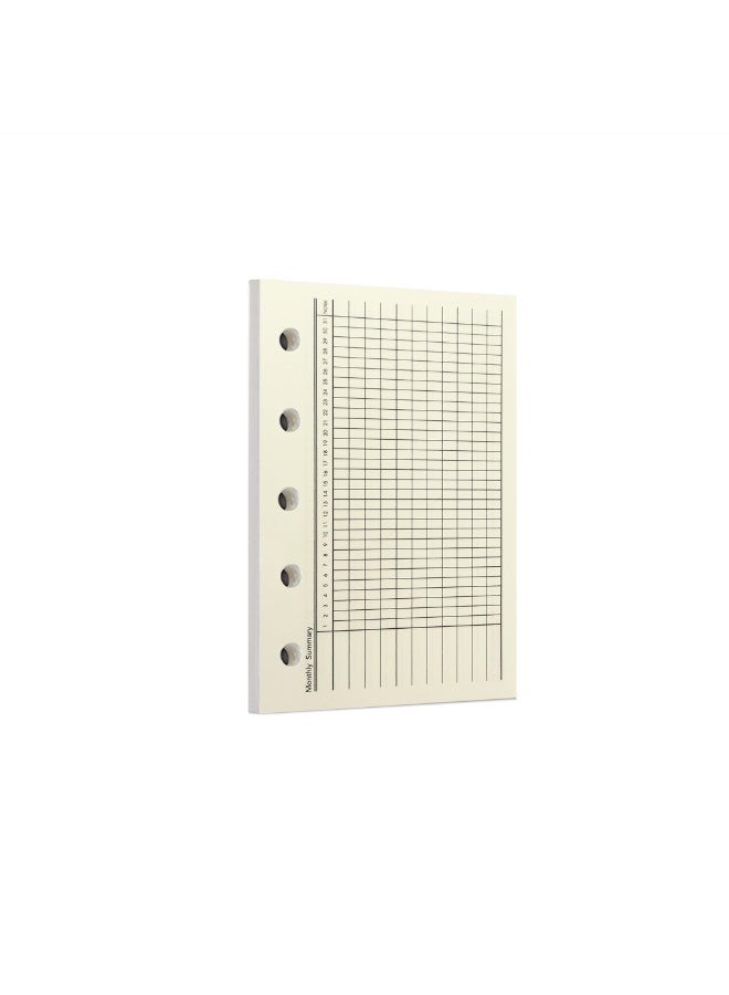 Zelten 1 Pack A8 40 Sheets 80 Pages Daily Planner Loose Leaf Punched Paper Refills Paper For 5 Hole Binder Personal Organizer Diary Notebook Refillable Planner