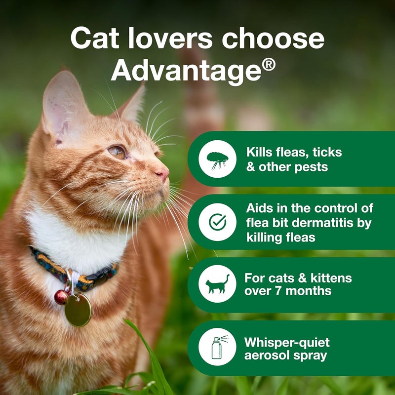 Advantage Cat Flea Treatment Spray | Kills Fleas & Ticks | Cat Flea Spray | 8 oz. - Image 2