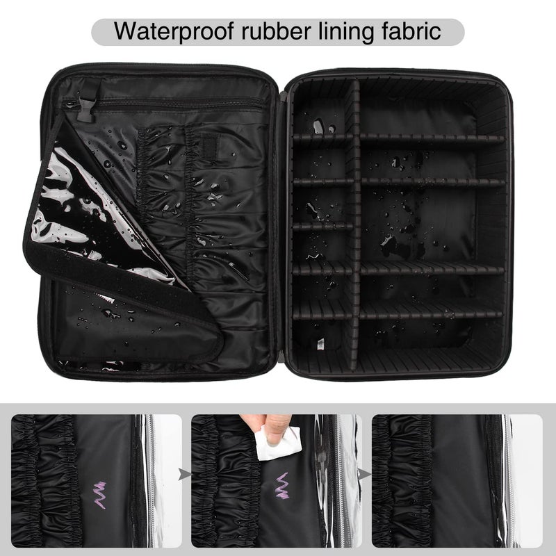 Relavel Large Makeup Organizer Profession Makeup Bag Extra Large Makeup Case with Adjustable Dividers, Adjustable Angle Fixed Belt and Shoulder Strap - Image 4
