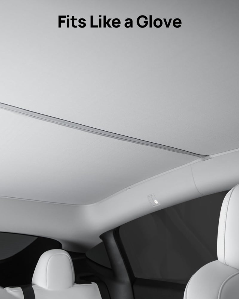 HALOBLK Non-Sag Glass Roof Sunshade with Storage Bag Designed for Tesla Model Y Accessories, Foldable Sunroof Shade with Nano-Ice-Crystal Heat Insulation Coating for 2021-2024 Model Y Accessories - Image 4