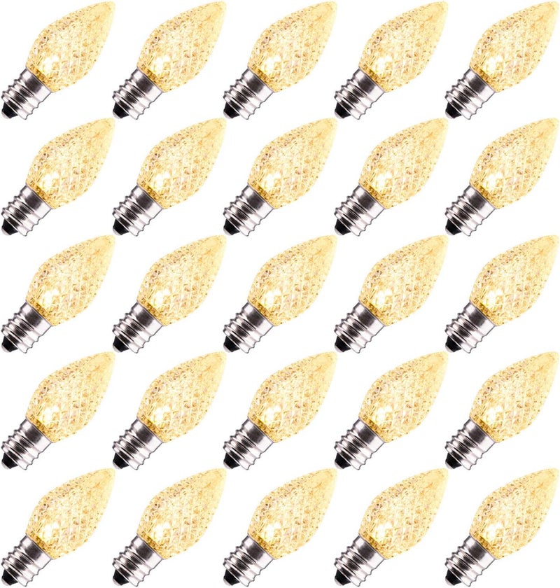 Brightown 50 Pack C7 Led Replacement Christmas Light Bulb C7 Shatterproof Led Bulbs for Christmas String Lights E12 Candelabra Base Commercial Grade Dimmable Holiday Bulbs Warm White - Image 1