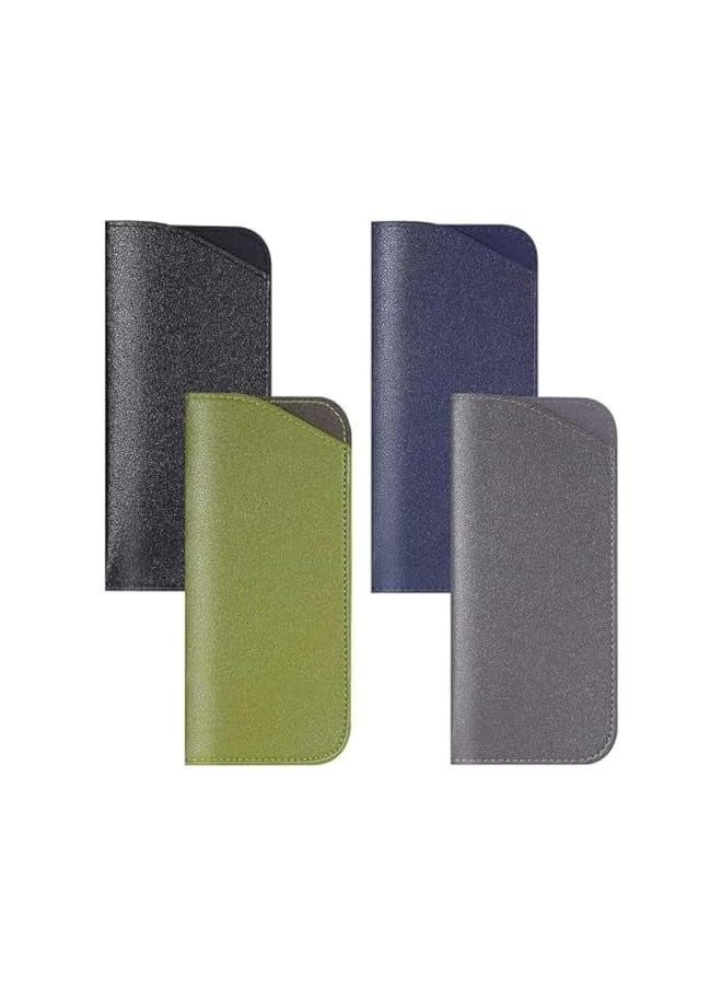 بروماس 4 قطع من حافظات النظارات الناعمة، حقيبة النظارات الشمسية المحمولة، حقيبة نظارات القراءة من جلد البولي يوريثان، حقيبة النظارات الشمسية المضادة للخدش، حافظة النظارات للنساء والرجال والأطفال والسيدات-A - Image 3