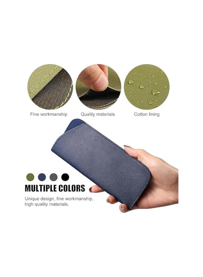 بروماس 4 قطع من حافظات النظارات الناعمة، حقيبة النظارات الشمسية المحمولة، حقيبة نظارات القراءة من جلد البولي يوريثان، حقيبة النظارات الشمسية المضادة للخدش، حافظة النظارات للنساء والرجال والأطفال والسيدات-A - Image 4