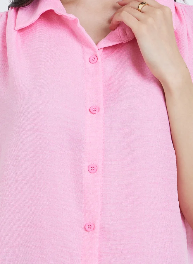 Take Two Take Two Solid Sleeveless Buttoned Shirt