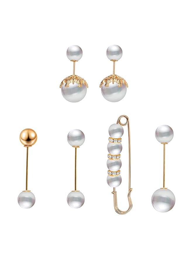 تشيميز أصفر مجموعة مكونة من بروش ذهبي مرصع باللؤلؤ للنساء - Image 1