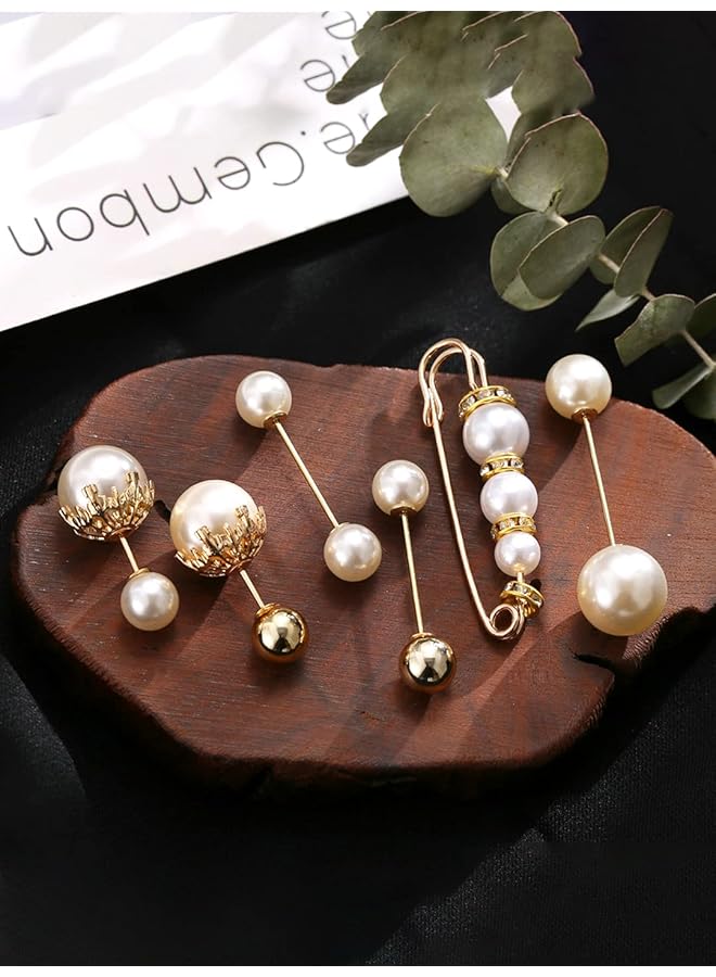 تشيميز أصفر مجموعة مكونة من بروش ذهبي مرصع باللؤلؤ للنساء - Image 2