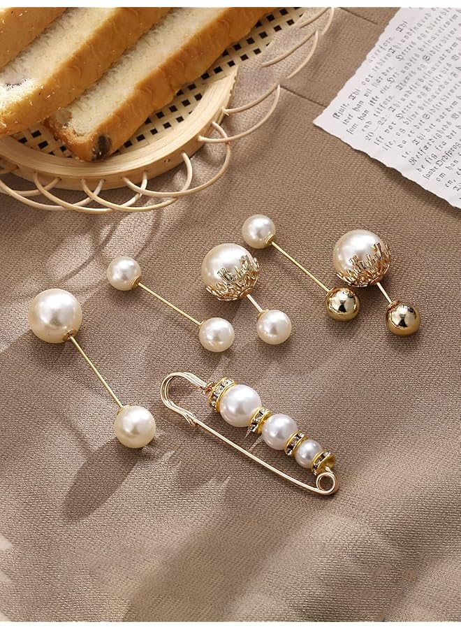 تشيميز أصفر مجموعة مكونة من بروش ذهبي مرصع باللؤلؤ للنساء - Image 3