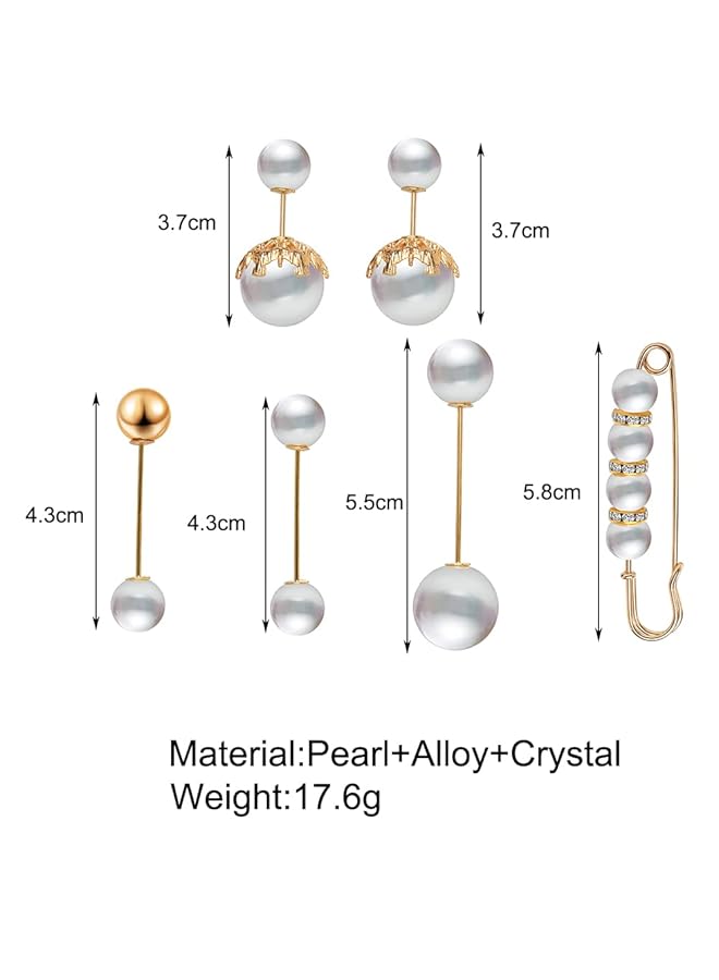 تشيميز أصفر مجموعة مكونة من بروش ذهبي مرصع باللؤلؤ للنساء - Image 5