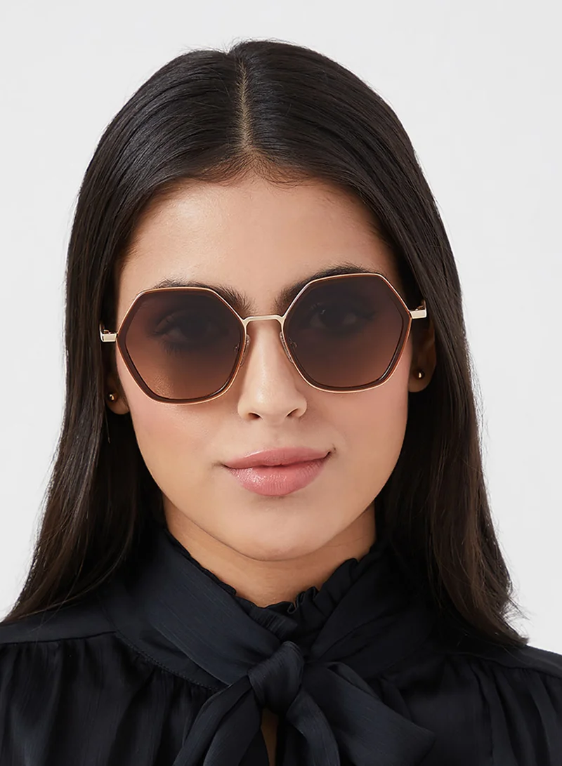 30Sundays Equinox,Women Sunglasses, Geometric Sunglasses, UV Protection: UV400 (Brown,Brown)