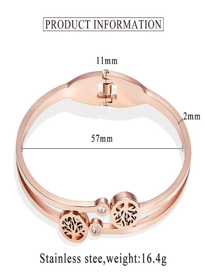 Jude Jewelers Stainless Steel Rose Gold Tree of Life Bangle Bracelet (Rose Gold) - Image 2