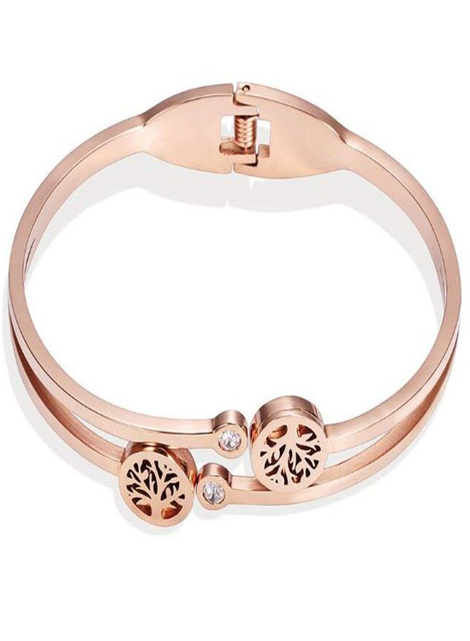 Jude Jewelers Stainless Steel Rose Gold Tree of Life Bangle Bracelet (Rose Gold) - Image 3