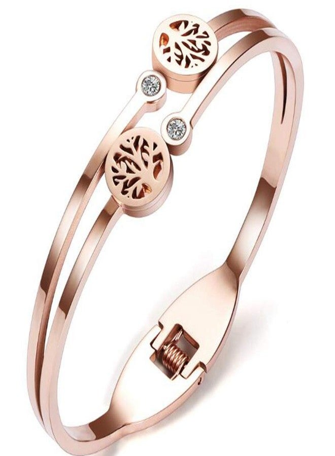 Jude Jewelers Stainless Steel Rose Gold Tree of Life Bangle Bracelet (Rose Gold) - Image 1