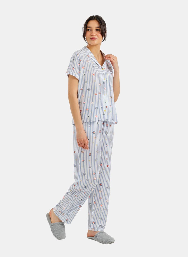 Carina Striped Mini Print Pyjama Set - Image 2