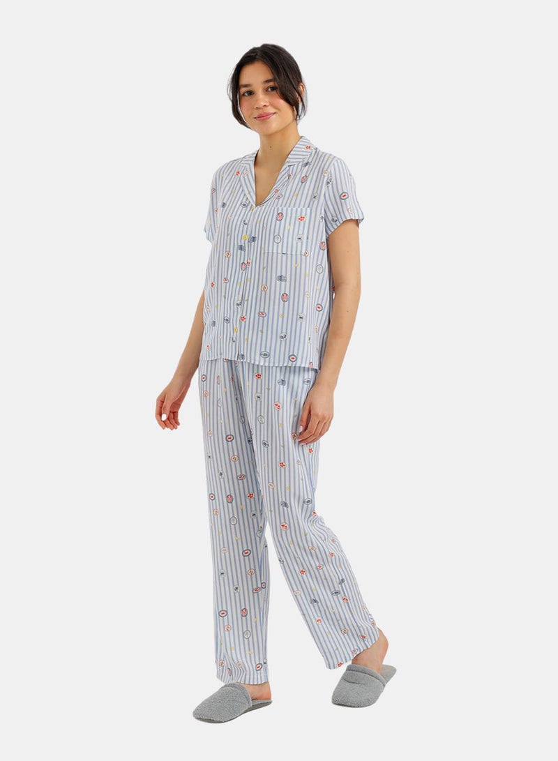 Carina Striped Mini Print Pyjama Set - Image 3