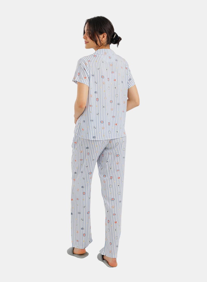 Carina Striped Mini Print Pyjama Set - Image 4
