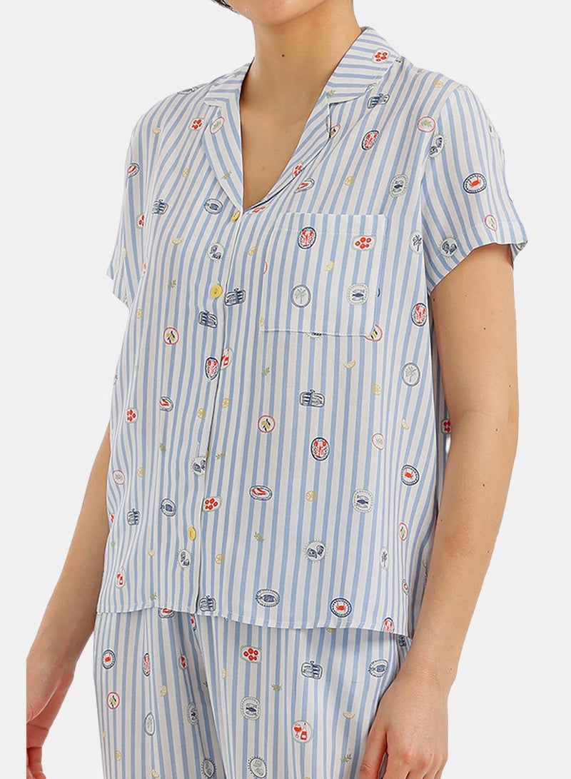 Carina Striped Mini Print Pyjama Set - Image 5