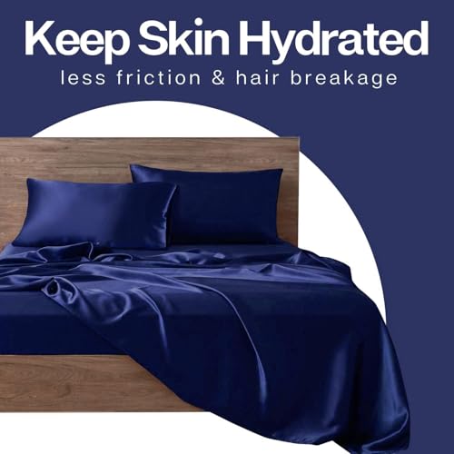 RAGGLE Set of 4 Satin Silk Pillowcase for Hair and Skin Standard Size 18"X 28" with Soft Breathable Smooth Cooling Pillow Covers for Sleeping or Pillow Protector (4, Blue) - Image 5