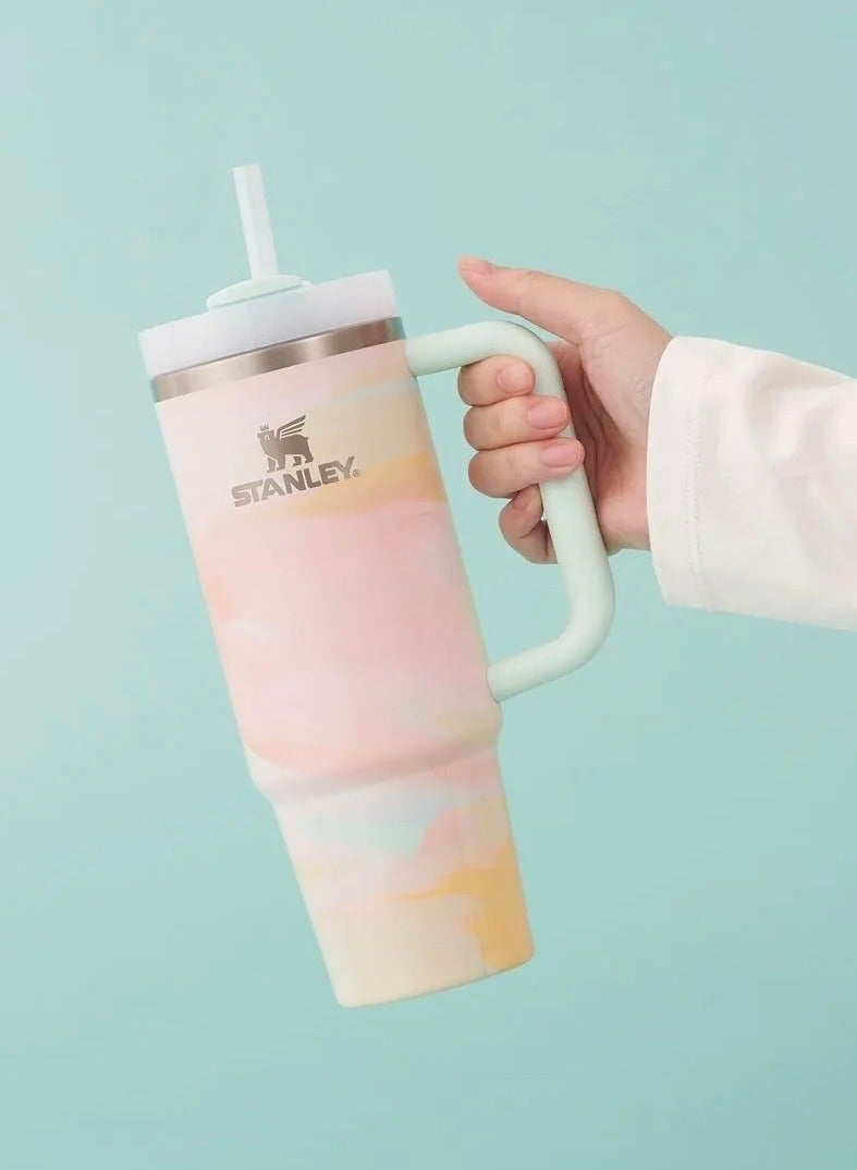 ستانلي كوب Quencher H2.0 FlowState المصنوع من الفولاذ المقاوم للصدأ والمعزول بالتفريغ مع غطاء وقشة للماء والشاي المثلج أو القهوة والعصائر وغيرها، سعة 40 أونصة  - Image 4