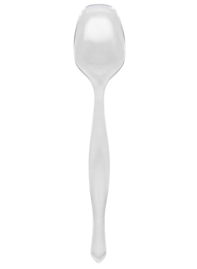 Restaurantware-Cater Tek 8 Inch Serving Spoons, 10 Disposable Spoons For Catering - Ergonomic Handle, Heavy-Duty, Clear Plastic Food Spoon, Elegant, For Weddings, Buffets, Or Catering Events - Image 2