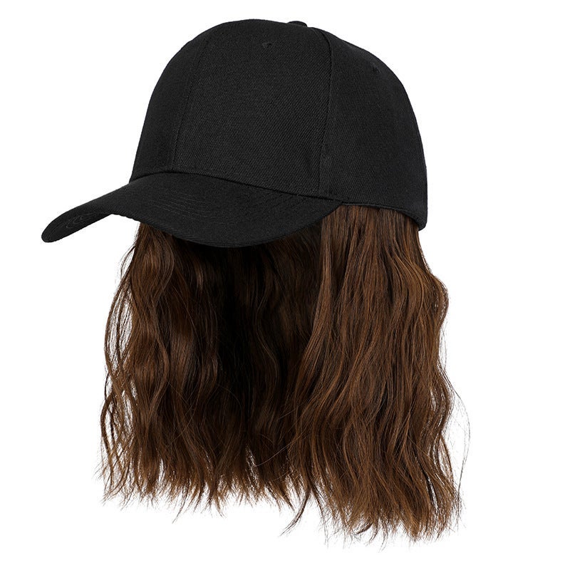 Stylish Summer Short Curly Wig Hat Light brown