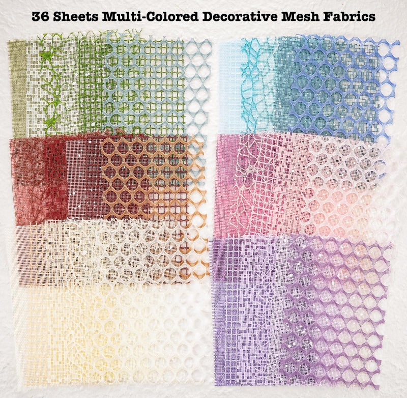ARTSMONA 90 Sheets Scrapbook Paper and Decorative Mesh Fabric Assorted Set - 6 Pack Mixed Special Paper for Scrapbooking Planner Bullet Junk Journal Supplies Mixed Media Collage Card Embellishment 5.1x7 Inch - Image 4
