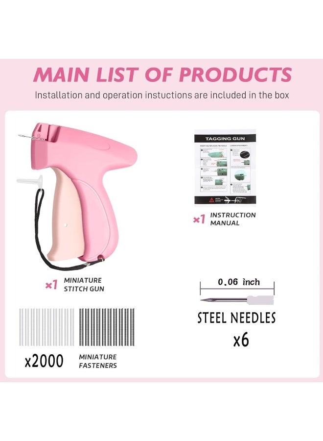 Stitchy Quick Clothing Stitch Gun,Handheld S-titch Quick Gun, Micro Sewing Gun Tagging Gun Kit Includes 6 Needle, 1000 Black & 1000 White Fasteners (Pink) - Image 3