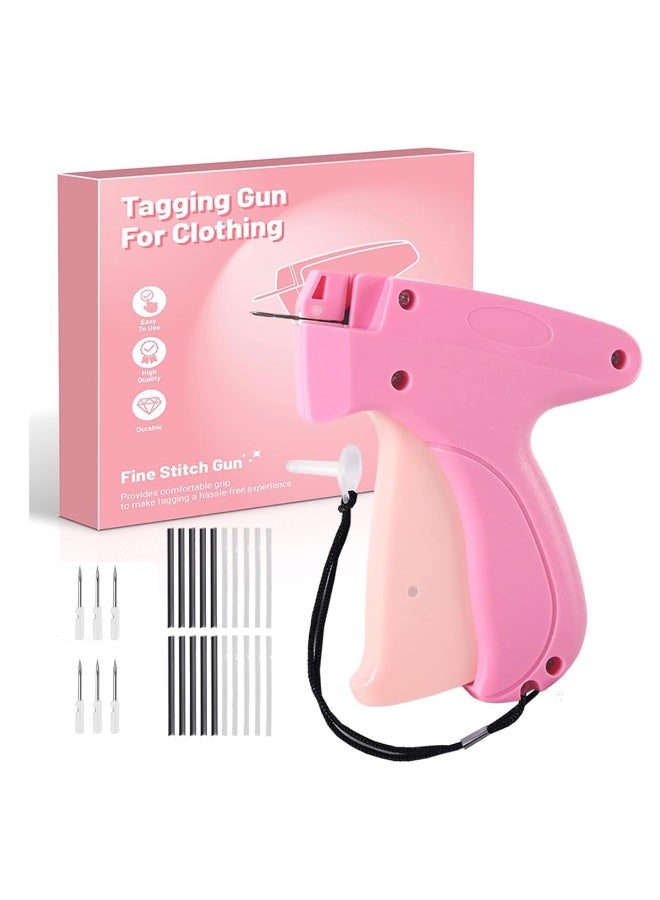 Stitchy Quick Clothing Stitch Gun,Handheld S-titch Quick Gun, Micro Sewing Gun Tagging Gun Kit Includes 6 Needle, 1000 Black & 1000 White Fasteners (Pink) - Image 1